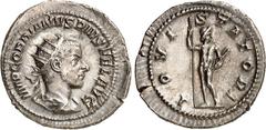 RÖMER RÖMISCHES KAISERREICH. GORDIANUS III. Augustus 238-244. Antoninian (241) 4,60g. Paludamentbüste m. Strkr. n.r. IMP GORDIANVS PIVS FEL AVG / IOVI - STATORI Iupiter stator steht n.r. RIC 84, C. 10