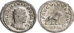 RÖMER RÖMISCHES KAISERREICH. PHILIPPUS I. Arabs 244-249. Antoninian (248) 4,51g, 1. Off. Paludamentbüste m. Strkr. n.r. IMP PHILIPPVS AVG / SAECVLARES AVGG Löwe schreitet n.r.; unten I. RIC 12, C. 173