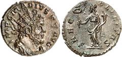 RÖMER RÖMISCHES KAISERREICH. MARIUS 269. AE-Antoninian 2,60g, Köln. Panzerbüste m. Strkr. n.r. IMP C MARIVS P F AVG / SAEC - F-ELICITAS Felicitas steht n.l. Elmer 634, Schulzki 4b, RIC 10. . dunkelbra