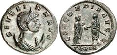 RÖMER RÖMISCHES KAISERREICH. Severina, Gemahlin des Aurelianus 274-275. Bi-Antoninian (274) 3,96g, Rom, 6.Offizin. Drapierte Büste mit Diadem auf Mondsichel n.r. SEVERI-NA AVG / CONCO-RDIA AVGG Kaiser