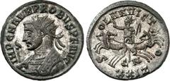 RÖMER RÖMISCHES KAISERREICH. PROBUS 276-282. Bi-Antoninian (280) 3,39g, Cyzicus, 7. Offizin. Büste in Trabea, mit Scipio und Strahlenkrone, n.links IMP C M AVR PROBVS P F AVG / S-OLI INVICT-O Sol jagt