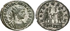 RÖMER RÖMISCHES KAISERREICH. CARINUS (282-)283-285. Bi-Antoninian 3,65g, Siscia, 2. Off. Panzerbüste m. Strkr. n.r. IMP C M AVR CARINVS P F AVG / VOTA PVBLICA Kaiserpaar vor Signa opfernd; unten SMSXX