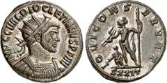 RÖMER RÖMISCHES KAISERREICH. DIOCLETIANUS Iovius 284-305. AE-Antoninian (285) 4,44g, Ticinum, 2. Offizin. Büste mit Panzer und Strahlenkrone n.r. IMP C C VAL DIOCLETIANUS P F AVG / IOVI CONS-ERVAT Iup