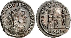 RÖMER RÖMISCHES KAISERREICH. DIOCLETIANUS Iovius 284-305. AE-Antoninian (289/290) 4,14g, Siscia, 1. Off. Büste mit Panzer und Strahlenkrone n.r. IMP C C VAL DIOCLETIANVS P F AVG / CONSERVATOR AVGG Dio