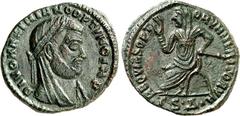 RÖMER RÖMISCHES KAISERREICH. Divus Maximianus, z.Z. Constantinus I. 317-318. AE-Halbfollis 17/15mm 1,44g, Thessalonica, 4. Offizin. Kopf, capite velato, mit Lorbeerkranz n.r. DIVO MAXIMIANO OPTIMO IMP