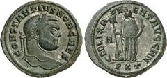 RÖMER RÖMISCHES KAISERREICH. Constantius I. Chlorus Caesar 293-305. AE-Follis 27/28mm (297) 10,02g, Carthago, 3. Off. Kopf m. Lkr. n.r. CONSTANTIVS NOB CAES / FELIX A-DV-ENT AVGG NN Africa vsteht n.l.