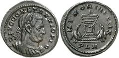 RÖMER RÖMISCHES KAISERREICH. Divus Constantius z.Z. Constantinus I. 317-318. AE-Follis 25mm 7,68g, London. Consularisbüste, bedeckt, m. Lkr. n.r. DIVO CONSTANTIO PIO / MEMORIA FELIX Altar zw. Adlerpaa