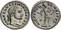 RÖMER RÖMISCHES KAISERREICH. Maximinus II. Daia, Caesar 305-309. AE-Follis 26mm (310) 7,11g, Cyzicus 3.Offizin. Kopf mit Lorbeerkranz n.r. GAL VAL MAXIMINVS NOB C / VIRTVTI E-XERCITVS Mars Victor (!) 