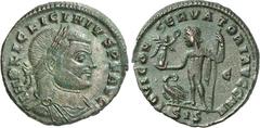 RÖMER RÖMISCHES KAISERREICH. LICINIUS I. 308-324. AE-Follis 24/22mm (315) 3,87g, Siscia, 3. Off. Paludamentbüste m. Lkr. n.r. IMP LIC LICINIVS P F AVG / IOVI CON-SERVATORI AVGG NN Iupiter steht n.l.; 