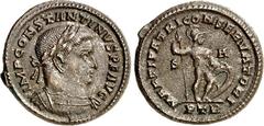 RÖMER RÖMISCHES KAISERREICH. CONSTANTINUS I. der Große, Augustus 306(310)-337. AE-Follis 25/26mm (8.307/12.308) 7,11g, Trier, 1. Off. Panzerbüste m. Lkr. n.r. IMP CONSTANTINVS P F AVG / MARTI PATRI CO