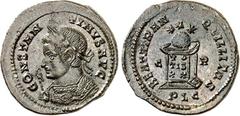 RÖMER RÖMISCHES KAISERREICH. CONSTANTINUS I. der Große, Augustus 306(310)-337. AE-Follis 20mm (321) 2,85g, Lyon. Büste m. Lkr. n.l., hält Adlerszepter in der Rechten CONSTANTINVS AVG / BEATA TRAN-QVIL