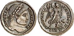 RÖMER RÖMISCHES KAISERREICH. CONSTANTINUS I. der Große, Augustus 306(310)-337. AE-Follis 19mm (324/325) 3,66g, Sirmium. Kopf mit Lorbeerkranz n.r. CONSTAN-TINVS AVG / SARMATIA - DEVICTA Victoria schre