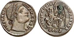RÖMER RÖMISCHES KAISERREICH. CONSTANTINUS I. der Große, Augustus 306(310)-337. AE-Follis 20mm (328) 3,26g, Konstantinopel, 1. Off. Kopf m. Rosettendiadem u. himmelwärts gerichtetem Blick n.r. CONSTANT