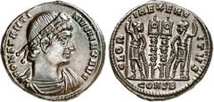 RÖMER RÖMISCHES KAISERREICH. CONSTANTINUS I. der Große, Augustus 306(310)-337. AE-Follis 18mm (328) 2,39g, Konstantinopel, 2. Off. Kopf m. Rosetten-Lorbeer-Diadem n.r. CONSTANTI-NVS MAX AVG / GLORIA E