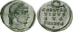 RÖMER RÖMISCHES KAISERREICH. CONSTANTINUS I. der Große, Augustus 306(310)-337. AE-Festdenar 16/18mm (324/325) 1,94g, Antiochia, 5. Off. Kopf m. Lkr. n.r. / Lkr. - CONSTAN-TINVS - A V G - SMANTE - Punk