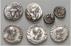 LOTS DER ANTIKE GRIECHEN. Allgemein: Silbermünzen. 21 Kleinsilber: Lesbos Bi-Diobol 5. Jh.v.Chr., Ionien / Milet Diobol 5. Jh. v. Chr. (2), Karien / Rhodos Diobol 4. Jh. v. Chr., Lydien / Tralleis 1/4