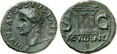 RÖMER RÖMISCHES KAISERREICH. Divus Augustus z.Z. Tiberius 14-37. AE-As (22/23) 10,76g. Kopf m. Strahlenkrone n.l. DIVVS AVGVSTVS. PATER / S - C - PROVIDENT Altar. RIC 81, BMC 146, C. 228. . dunkelgrün