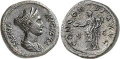 RÖMER RÖMISCHES KAISERREICH. Sabina, Gemahlin des Hadrianus +136/137. AE-Dupondius 14,54g. Pallabüste m. Diadem n.r. SABINA - AVGVSTA / CONCOR-DIA AVG - S - C Concordia steht n.l. RIC 1047, BMC 1887, 