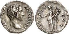 RÖMER RÖMISCHES KAISERREICH. Antoninus Pius Caesar (138). Denar (2./7.138) 3,04g. Kopf n.r. IMP T AEL CAES - ANTONINVS / TRIB - POT COS Concordia secura steht n.l. RIC 449, BMC 1010, C. 1060. ex Düsse