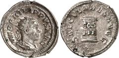 RÖMER RÖMISCHES KAISERREICH. PHILIPPUS I. Arabs 244-249. Antoninian (248/249) 3,73g, Rom. Paludamentbüste m. Strkr. n.r. IMP PHILIPPVS AVG / SAECVLARES AVGG Stele mit COS - III. RIC 24c, C. 193. . ss-