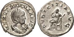RÖMER RÖMISCHES KAISERREICH. Herennia Etruscilla, Gemahlin des Traianus Decius 249-251. Antoninian 3,94g. Pallabüste m. Diadem a. Mondsichel n.r. HER ETRVSCILLA AVG / PVDICITIA AVG Pudicitia thront n.