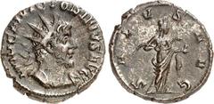 RÖMER RÖMISCHES KAISERREICH. VICTORINUS 269-271. AE-Antoninian (269/270) 2,97g, Trier. Panzerbüste m. Strkr. n.r. IMP C VICTORINVS P F AVG / SALVS AVG Salus steht m. Schlange n.r. Elmer 732, Schulzki 