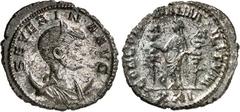 RÖMER RÖMISCHES KAISERREICH. Severina, Gemahlin des Aurelianus 274-275. Bi-Antoninian (275) 4,02g, Antiochia. Drapierte Büste mit Diadem auf Halbmond n. r. SEVERINA AVG / CONCORDIAE MILITVM Concordia 