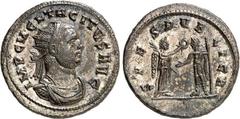 RÖMER RÖMISCHES KAISERREICH. TACITUS 275-276. Bi-Antoninian 4,20g, Ticinum. Büste mit Panzer, Paludamentum und Strahlenkrone n.r. IMP C M CL TACITVS AVG / SPE-S PVBLICA Victoria steht vor Kaiser, reic