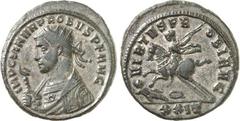 RÖMER RÖMISCHES KAISERREICH. PROBUS 276-282. AE-Antoninian (277) 3,52g, Siscia. Konsularbüste, in Trabea mit Scipio und Strahlenkrone, n.l. IMP C M AVR PROBVS P F AVG / VIRTVS PR-OBI AVG Kaiser presch