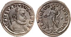 RÖMER RÖMISCHES KAISERREICH. CONSTANTIUS I. Chlorus Augustus 305-306. AE-Follis 28/26mm (305/306) 9,62g, Lyon. Büste mit Panzer und Lorbeerkranz n.l. IMP CONSTANTIVS AVG / GENIO POP-VLI ROMANI Genius 