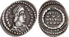 RÖMER RÖMISCHES KAISERREICH. CONSTANTIUS II. Augustus 337-361. Leichte Siliqua (356/361) 2,15g, Lyon. Paludamentbüste m. Perlendiadem n.r. D N CONSTAN-TIVS P F AVG / VOTIS - XXX - MVLTIS - XXXX im Kra