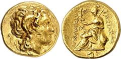 GRIECHEN THRAKIEN. KÖNIGREICH. Lysimachos 323-281 v. Chr. Stater, postum 8,54g, unbestimmte Mzst. Alexanderkopf mit Ammonsgehörn und Diadem n.r. / BASILEWS - LUSIMAXOY Athena nikephoros thront n.l.; l