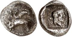 GRIECHEN LYKIEN. Uvug 470-440 v. Chr. 1/18 Stater (Obolos) 0,60g, Mzst. unbestimmt. Androkephaler Flügeleber n. r. / Im Punktequadrat: (lykisch:) UVUG Sphinxkopf n. r. Babelon Traité 315 bis Tf.98,3, 