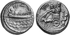 ANCIENT GREEK COINS PHOENICIA No.: 76 Schätzpreis/Estimate: CHF 1200.- d=28 mm SIDON. Abdashtart (Straton I), king ca. 370-358. Double shekel. Phoenician war galley moving l. over double band of waves