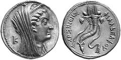 ANCIENT GREEK COINS EGYPT THE LAGID KINGDOM OF THE PTOLEMIES No.: 109 Schätzpreis/Estimate: CHF 12000.- d=29 mm CLEOPATRA I, wife of Ptolemy V (204-180). Mnaeon (octodrachm), gold, in the name of Arsi