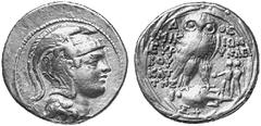 Eulen auf antiken Münzen Stephanephore Tetradrachmen No.: 55 Schätzpreis - Estimation DM 300,- Tetradrachmon, 124/3. Wie vorher, Rv. A-QE / MIK-IWN - EURU-KLEI Wie vorher, im Feld l. BOU/KAT/THS, im F