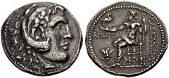 GRIECHISCHE MÜNZEN MAKEDONIEN. KÖNIGE VON MAKEDONIEN.   Alexander III. der Grosse, 336-323 v. Chr. Tetradrachmon, postum, Rhodos, 201-190 v. Chr. Jugendlicher Herakleskopf im Löwenfell n.r. Rv. ALEXAN