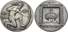 Altdeutsche Münzen und Medaillen Bayern, Herzogtum, seit 1806 Königreich. OTTO, 1886-1913. Medaille 1906 (von G. Römer) zum XV. Deutschen Bundesschießen in München. Nackter kniender Bogenschütze. Rv. 