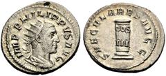 RÖMISCHE MÜNZEN KAISERZEIT. Philippus I. Arabs, 244-249. Antoninian zur Jahrtausendfeier, 248. IMP PHILIPPVS AVG Drap. gep. Büste mit Strkr. n.r. Rv. SAECVLARES AVGG Niedrige Säule mit COS/III 4,51 g.