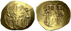BYZANTINISCHE MÜNZEN Johannes III. Dukas, 1222-1254. AV Hyperpyron, Magnesia. IC - XC Christus mit Bart und Nimbus frontal thronend, er hält Evangelium in der L. und erhebt die Rechte im Segensgestus.