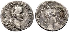 RÖMISCHE MÜNZEN KAISERZEIT Caligula, 37-41. Denar, 40, mit seiner Mutter, Agrippina d. Ä. (gest. 33 n. Chr.). CAESAR AVG PON M TR POT III COS . III Büste des Gaius Caligula mit L. n. r. Rv. AGRIPPINA 