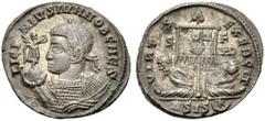 RÖMISCHE MÜNZEN KAISERZEIT Licinius II. Caesar, 317-324. Nummus/Follis, 320, Siscia. LICI-NIVS IVN NOB CAES Gep. Büste mit L. n.l., Victoriola auf Globus n.l. haltend. Rv. VIRTVS - EXERCIT Zwei Gefang
