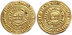 COINS OF THE CRUSADER STATES AND SUCCESSORS CRUSADER IMITATIONS OF ARABIC COINS. KINGDOM OF JERUSALEM. Imitative Gold Coinage of Distinct Style, Mint: Accon?. Imitation of a Fatimid dinar of the calip