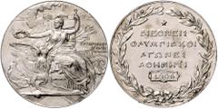 Medaillen Sport. Versilberte Bronzemedaille 1906 (v. W. Pittner, Wien) auf den 10. Jahrestag der ersten Olympischen Spiele in Athen, ausgegeben für die Teilnehmer der Spiele 1906. Gadoury/Vescovi 2. 5