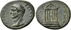 Roman Provincial GALATIA. Tavium. Galba, 68-69. Assarion (Bronze, 23 mm, 6.45 g, 1 h). ΓΑΛΒΑC CΕΒΑCΤΟC Bare head of Galba to left. Rev. CΕΒ]ΑC-ΤωΝ Hexastyle temple. RPC 3566. Very rare. With an attrac