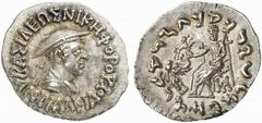 India, Indo-Greek Kingdom. Antialkidas. Circa 115-95 BC. Drachm (Silver, 2.44 g 12). ΒΑΣΙΛΕΩΣ ΝΙΚΗΦΟΡΟΥ ΑΝΤΙΑΛΚΙΔΟΥ Diademed and draped bust of Antialkidas to right, wearing kausia. Rev. Maharajasa ja