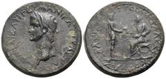 Greek KINGS OF THRACE. Rhoemetalkes III, circa AD 38-46. (Bronze, 29 mm, 21.47 g, 6 h), with Gaius Caligula, uncertain mint in Thrace. ΓΑΙΩ ΚΑΙΣΑΡΙ ΓΕΡΜΑΝΙKΩ ΣEBAΣTΩ Laureate head of Gaius Caligula to