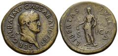 Roman Imperial Galba, 68-69. Sestertius (Orichalcum, 35 mm, 26.22 g, 6 h), Rome, circa October 68. SER·GALBA·IMP·CAESAR·AVG TR P Laureate head of Galba to right. Rev. LIBERTAS PVBLICA / S C Libertas s