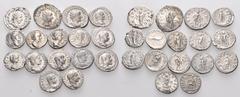 Large Lots ROMAN IMPERIAL. Circa 3rd century. (Silver, 54.30 g). A lot of Sixteen (16) Roman silver coins, including thirteen denarii, ranging from Antoninus Pius to Maximinus Thrax, as well as three 