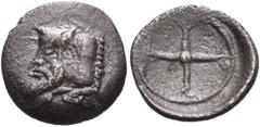 Collection Sans Pareille: Highly Important Collection of Greek Fractions SICILY. Gela. Circa 480/75-475/70 BC. Obol (Silver, 11 mm, 0.51 g). [CΕΛΑ] Forepart of man-headed bull to left. Rev. Wheel with
